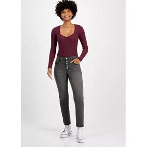 Tinseltown Juniors’ High‑Rise Straight‑Leg Jeans Black Size 11/30 NWT